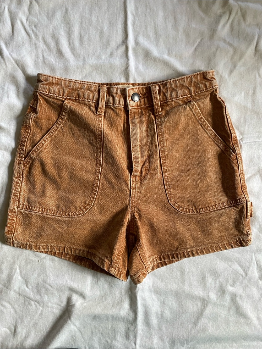 High-Rise Women's Carpenter Jean Shorts in Rust